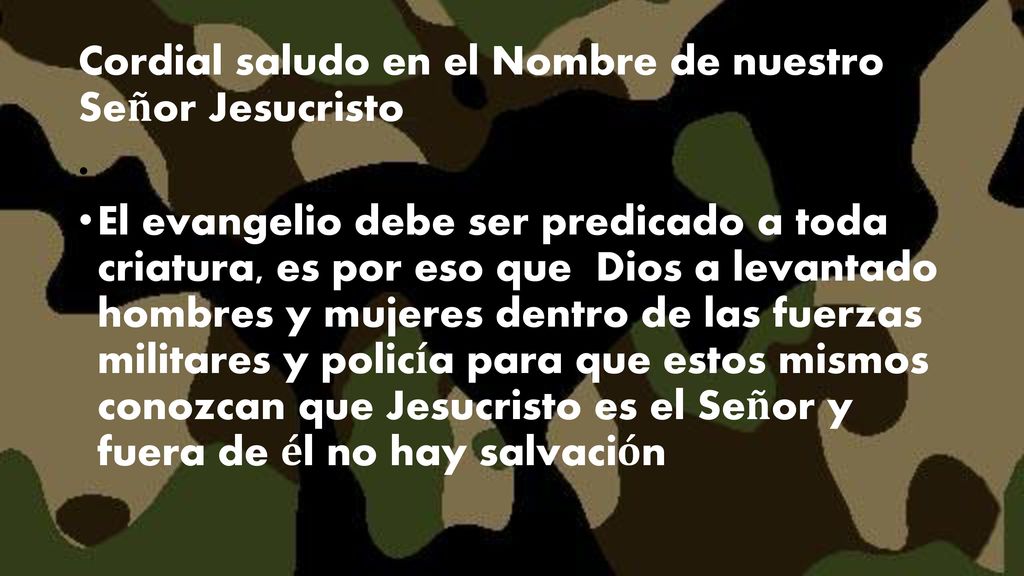 Cordial saludo en el Nombre de nuestro Señor Jesucristo