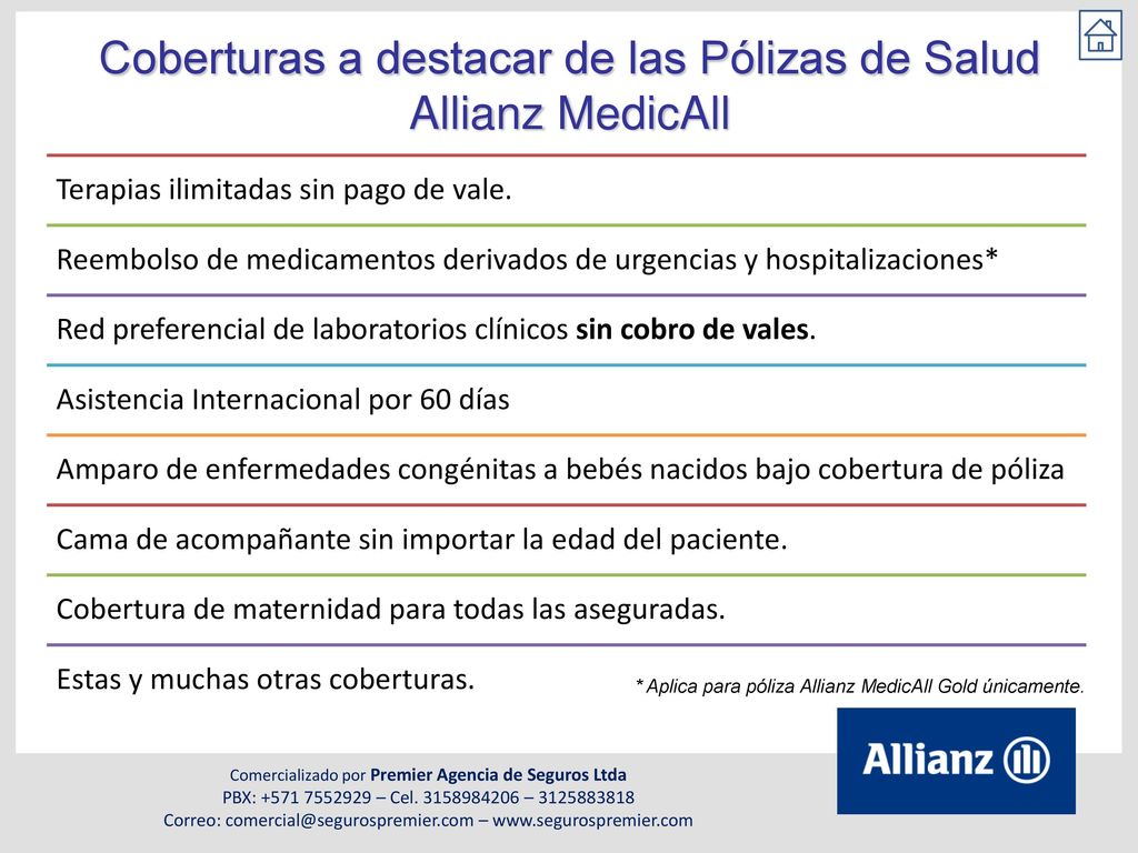 Coberturas a destacar de las Pólizas de Salud Allianz MedicAll