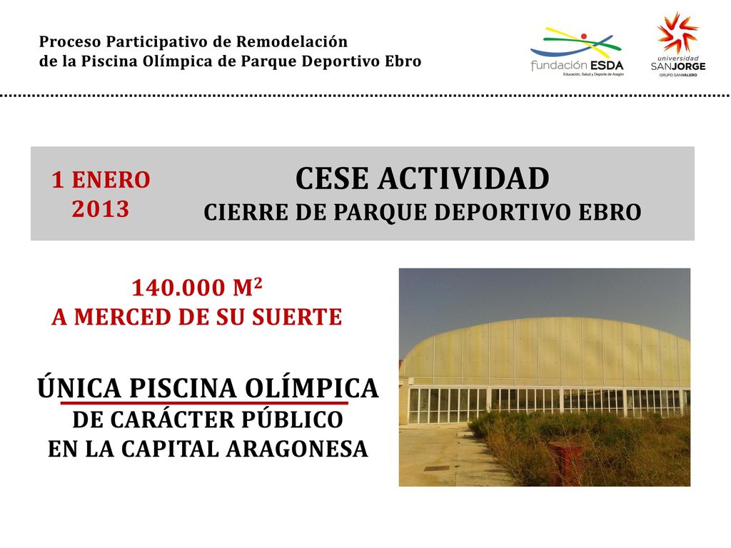 CESE ACTIVIDAD ÚNICA PISCINA OLÍMPICA DE CARÁCTER PÚBLICO 1 ENERO 2013