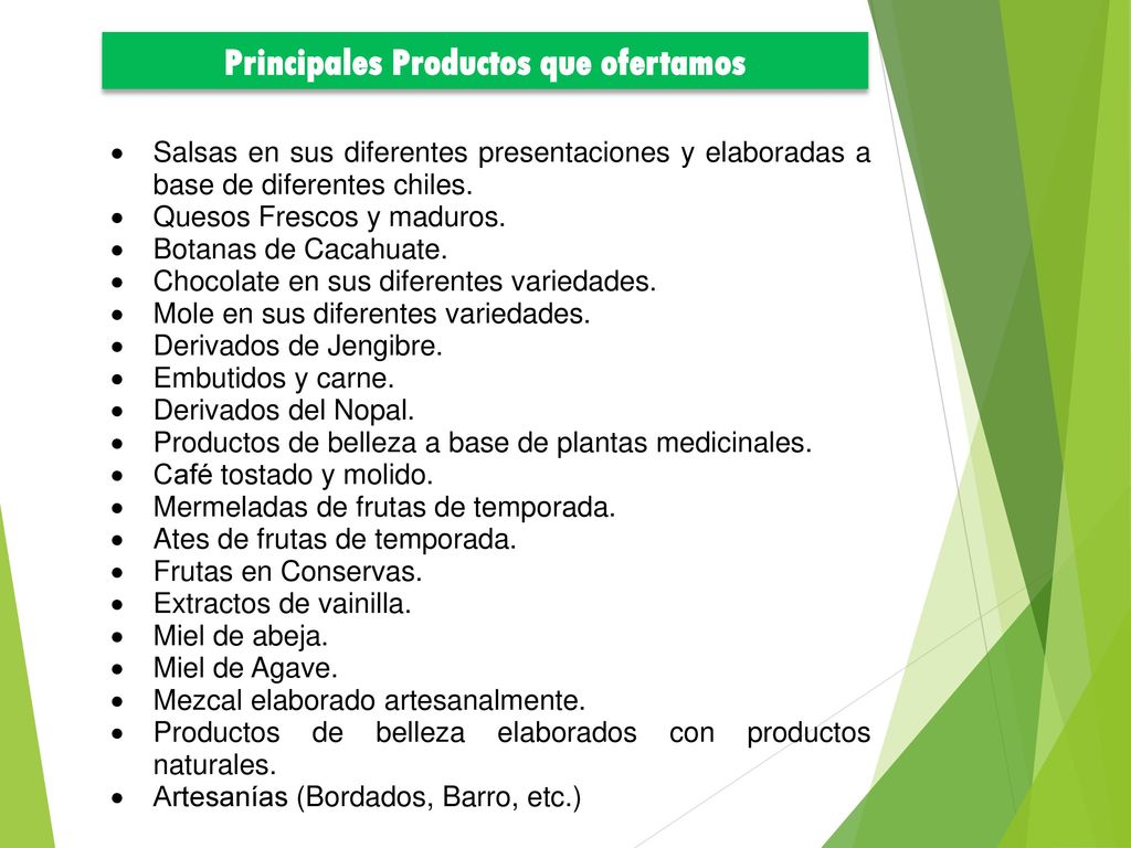 Principales Productos que ofertamos