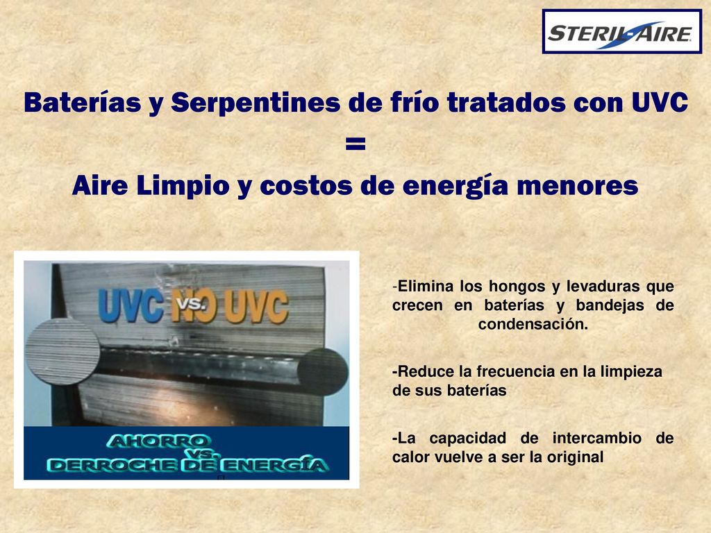 Baterías y Serpentines de frío tratados con UVC = Aire Limpio y costos de energía menores