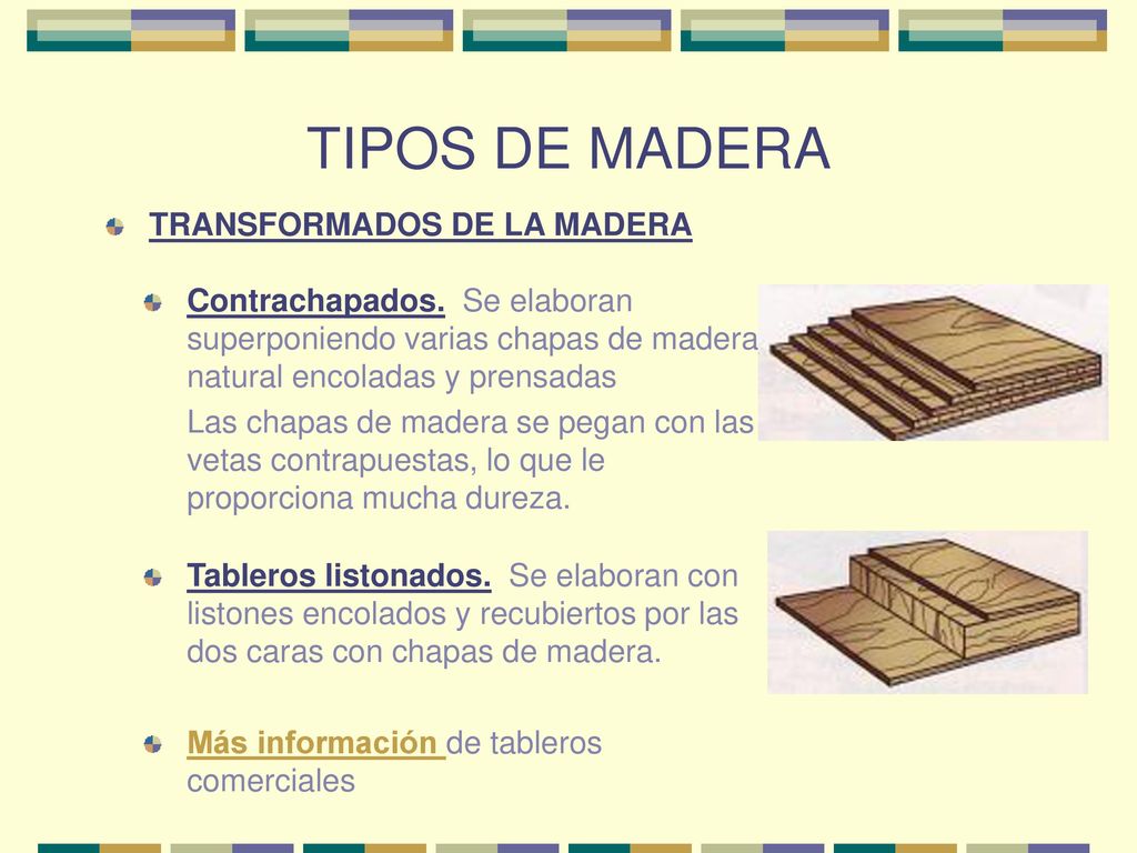 TIPOS DE MADERA TRANSFORMADOS DE LA MADERA