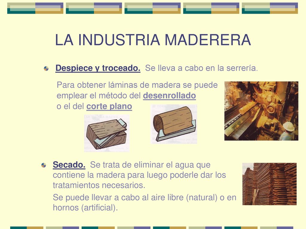 LA INDUSTRIA MADERERA Despiece y troceado. Se lleva a cabo en la serrería.
