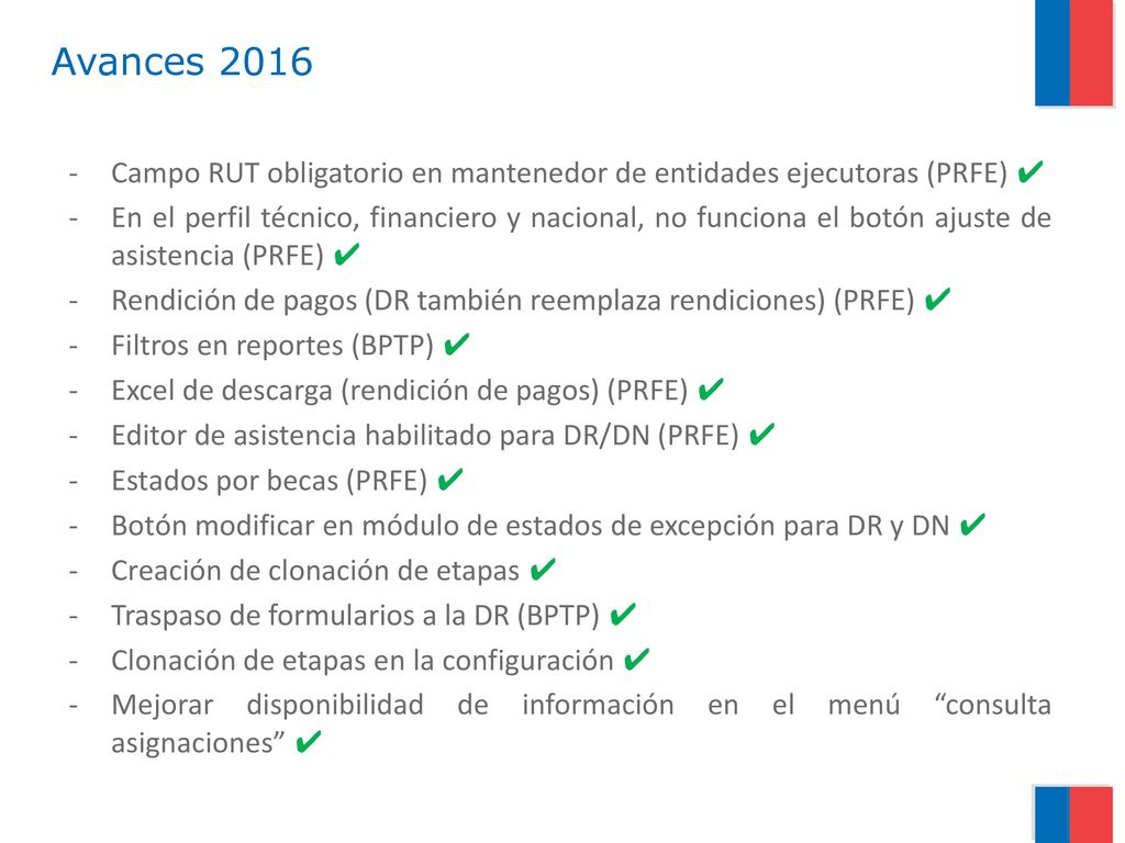 Avances 2016 Campo RUT obligatorio en mantenedor de entidades ejecutoras (PRFE) ✔
