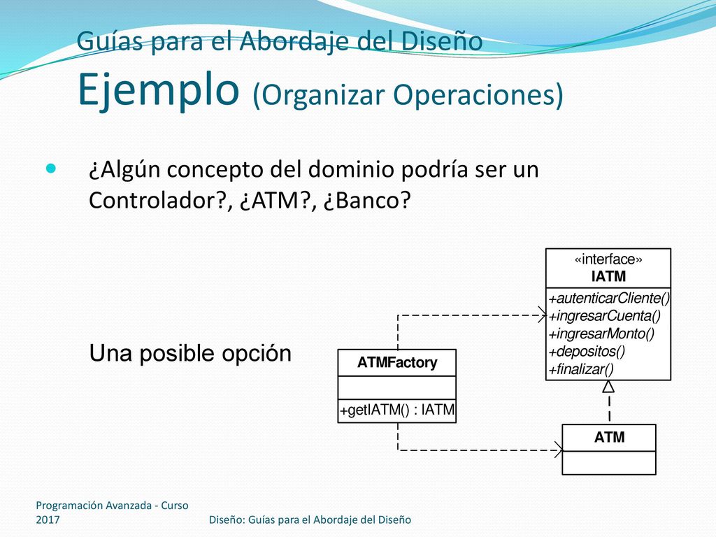 Guías para el Abordaje del Diseño Ejemplo (Organizar Operaciones)