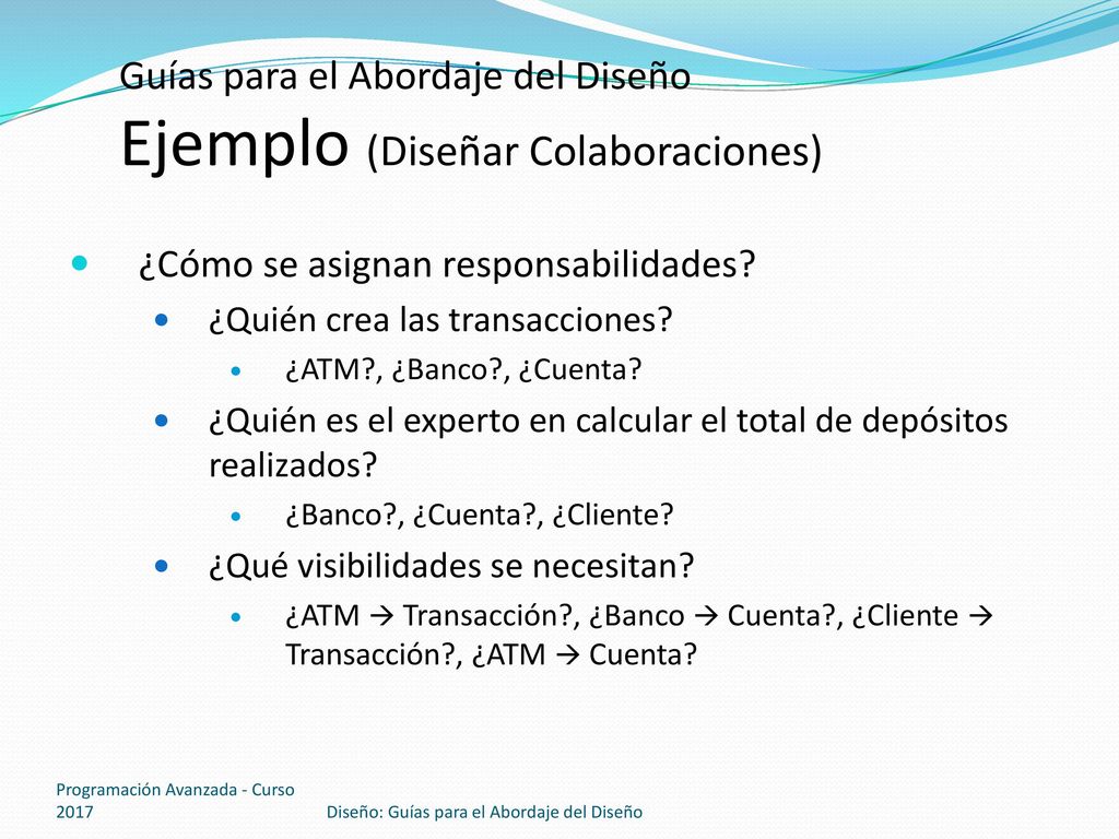 Guías para el Abordaje del Diseño Ejemplo (Diseñar Colaboraciones)