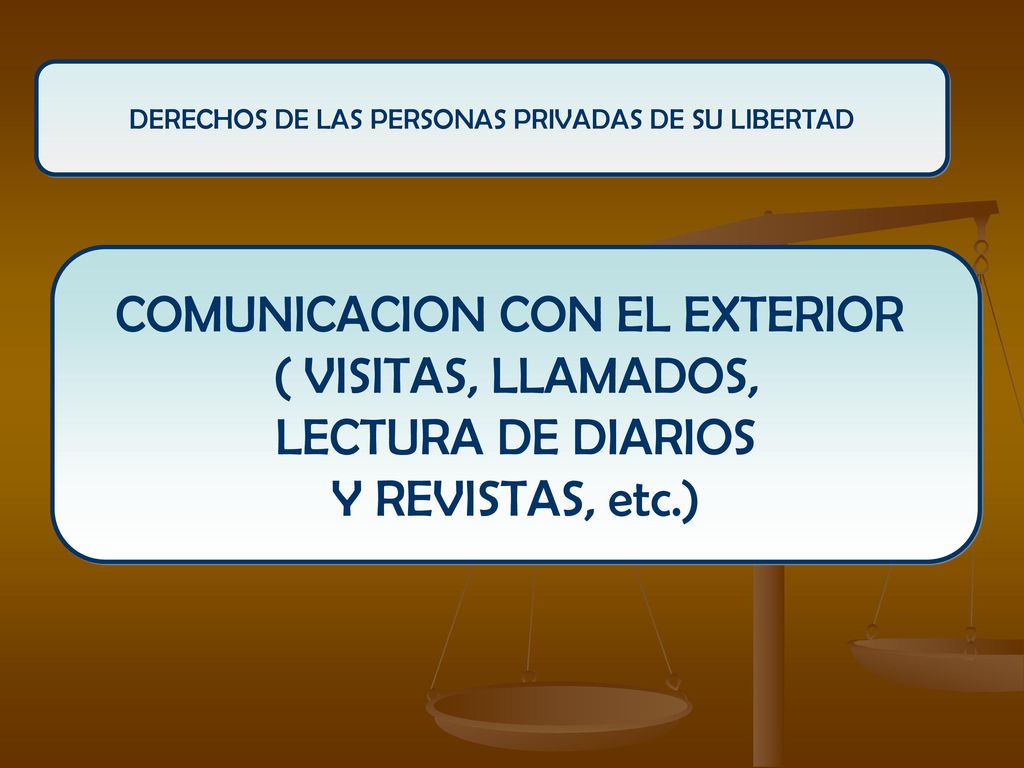 COMUNICACION CON EL EXTERIOR ( VISITAS, LLAMADOS, LECTURA DE DIARIOS