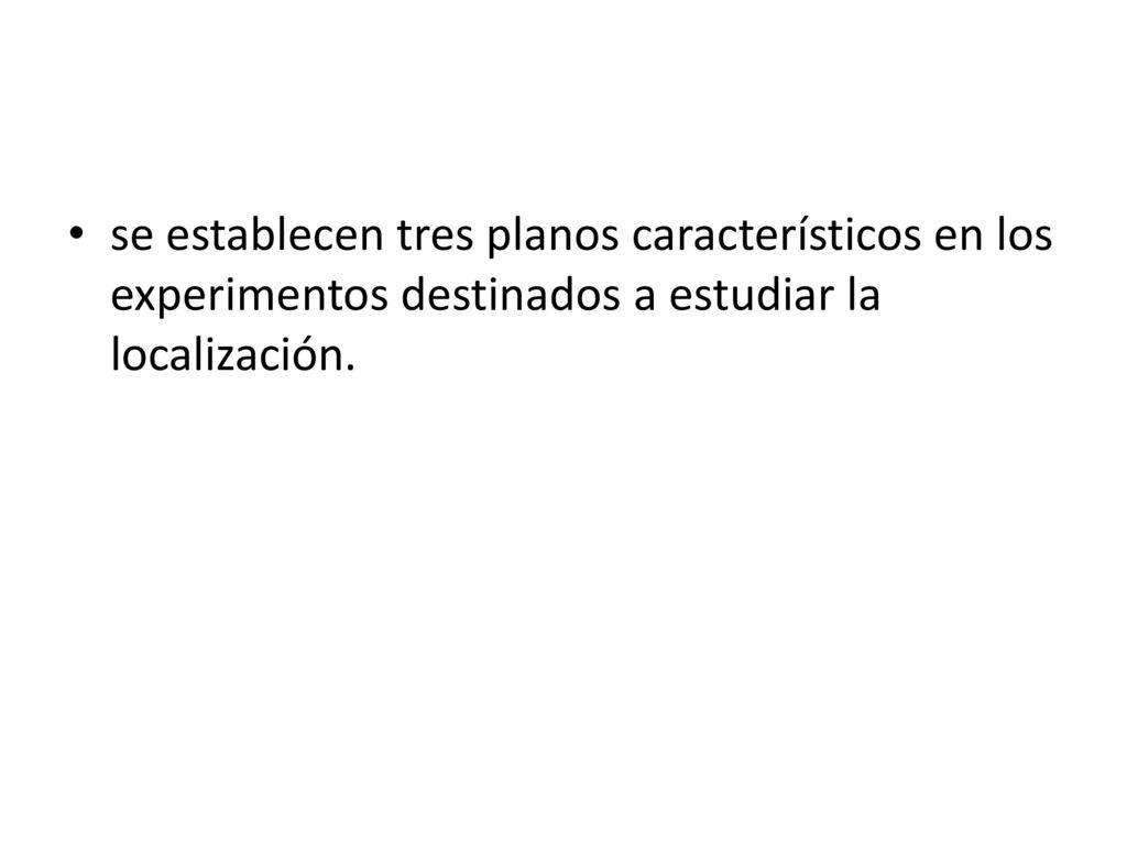 se establecen tres planos característicos en los experimentos destinados a estudiar la localización.