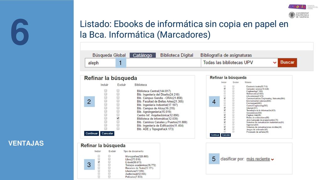 6 Listado: Ebooks de informática sin copia en papel en la Bca. Informática (Marcadores)