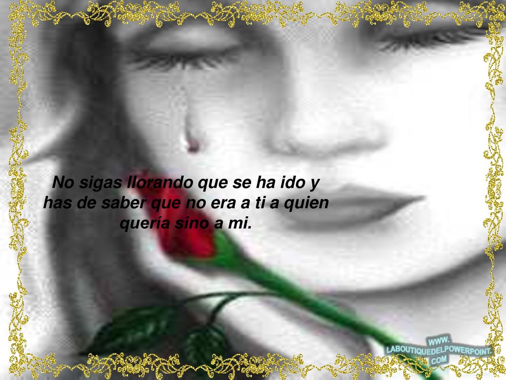 No sigas llorando que se ha ido y has de saber que no era a ti a quien