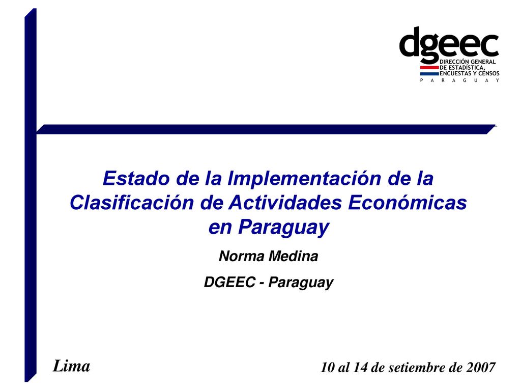 Estado de la Implementación de la Clasificación de Actividades Económicas en Paraguay