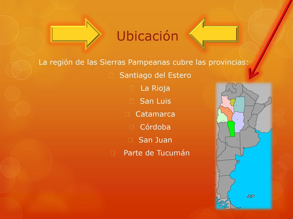 Ubicación La región de las Sierras Pampeanas cubre las provincias: