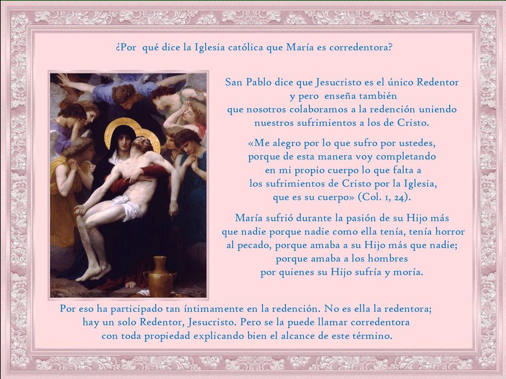¿Por qué dice la Iglesia católica que María es corredentora