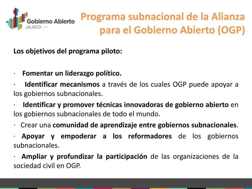Programa subnacional de la Alianza para el Gobierno Abierto (OGP)