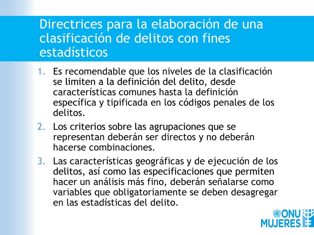 Directrices para la elaboración de una clasificación de delitos con fines estadísticos