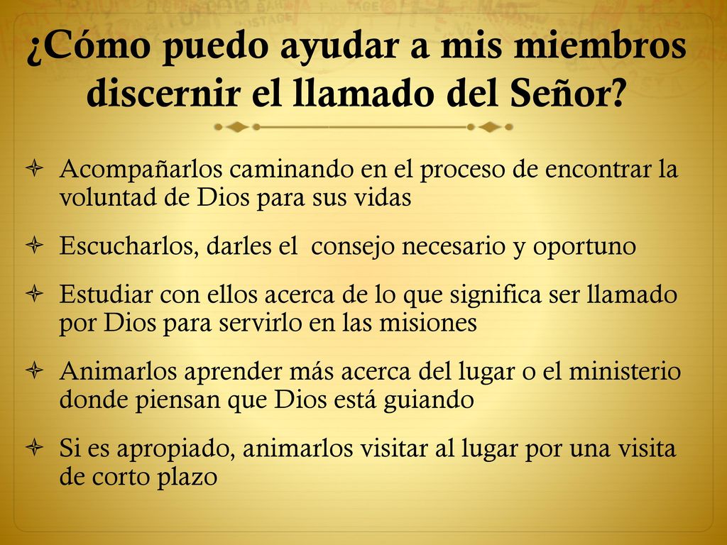 ¿Cómo puedo ayudar a mis miembros discernir el llamado del Señor