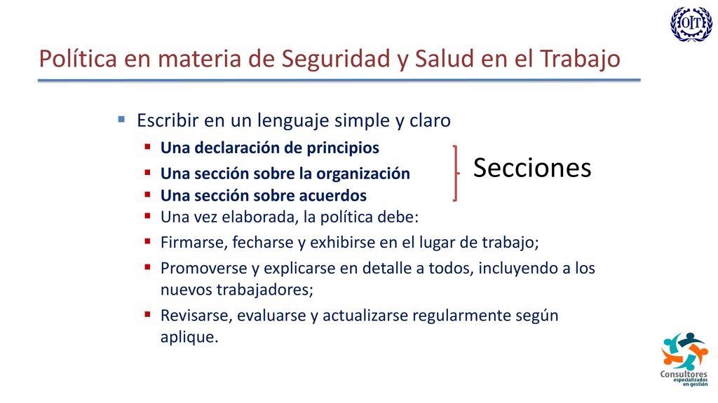 Secciones Política en materia de Seguridad y Salud en el Trabajo
