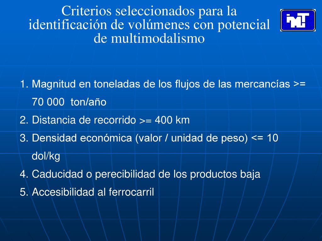 Criterios seleccionados para la identificación de volúmenes con potencial de multimodalismo