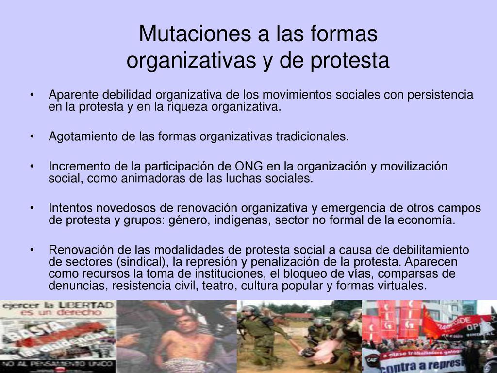 Mutaciones a las formas organizativas y de protesta