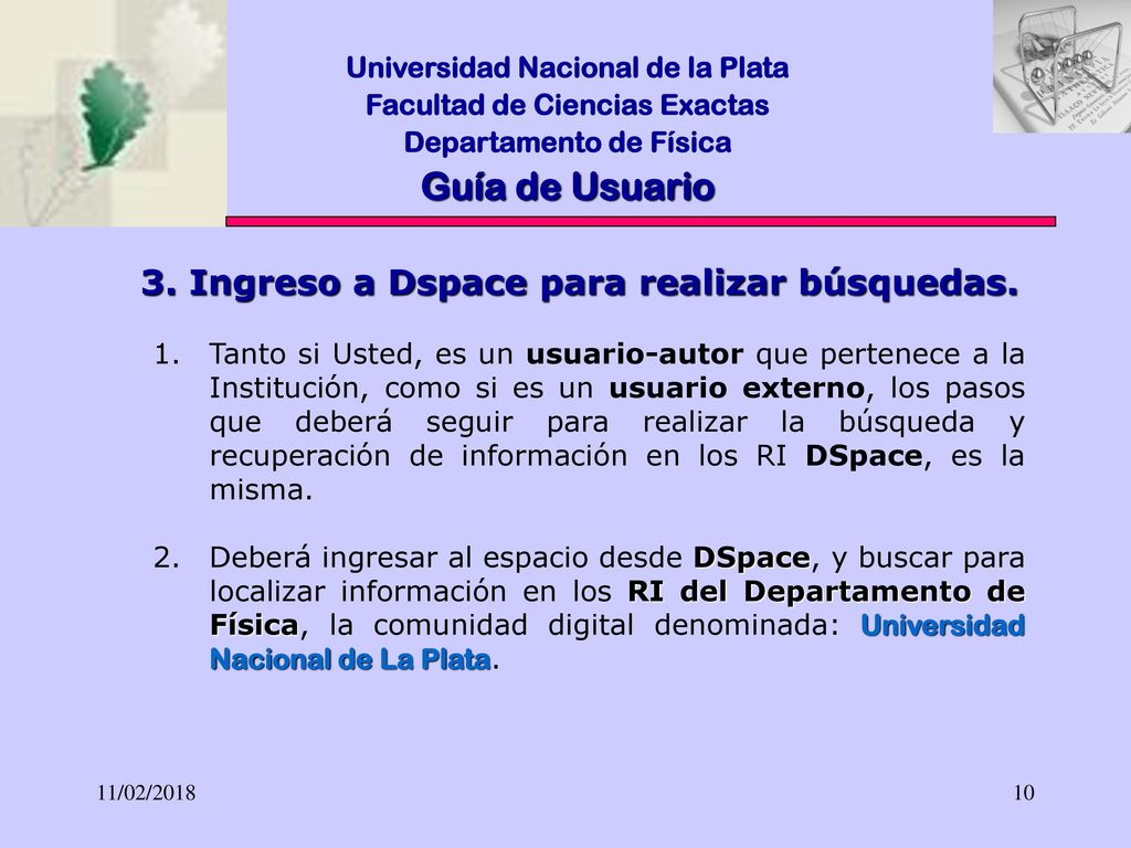Guía de Usuario 3. Ingreso a Dspace para realizar búsquedas.