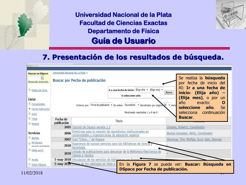 Guía de Usuario 7. Presentación de los resultados de búsqueda.