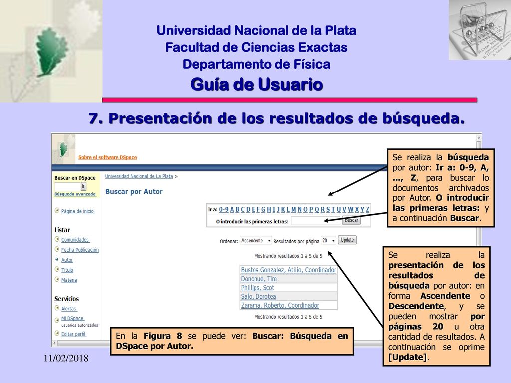 Guía de Usuario 7. Presentación de los resultados de búsqueda.