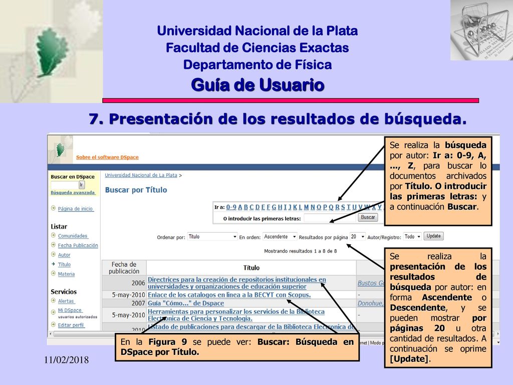 Guía de Usuario 7. Presentación de los resultados de búsqueda.