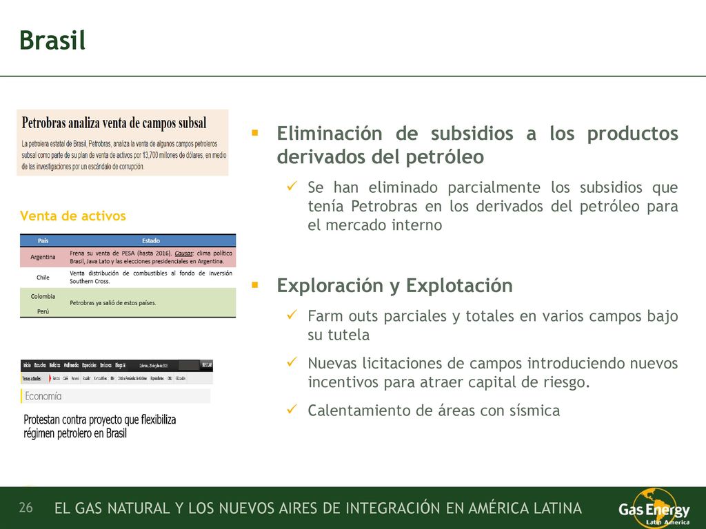 Brasil Eliminación de subsidios a los productos derivados del petróleo