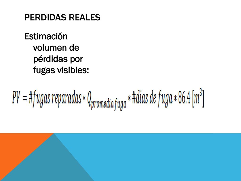 PERDIDAS REALES Estimación volumen de pérdidas por fugas visibles: