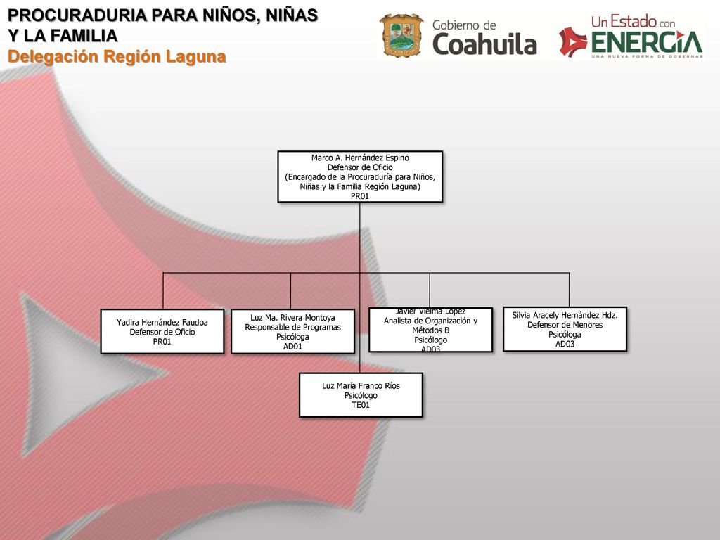PROCURADURIA PARA NIÑOS, NIÑAS Y LA FAMILIA Delegación Región Laguna