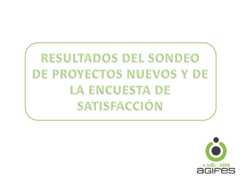 RESULTADOS DEL SONDEO DE PROYECTOS NUEVOS Y DE LA ENCUESTA DE SATISFACCIÓN
