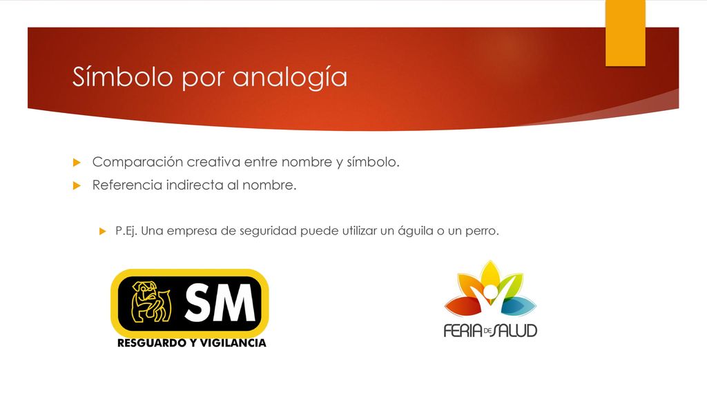 Símbolo por analogía Comparación creativa entre nombre y símbolo.