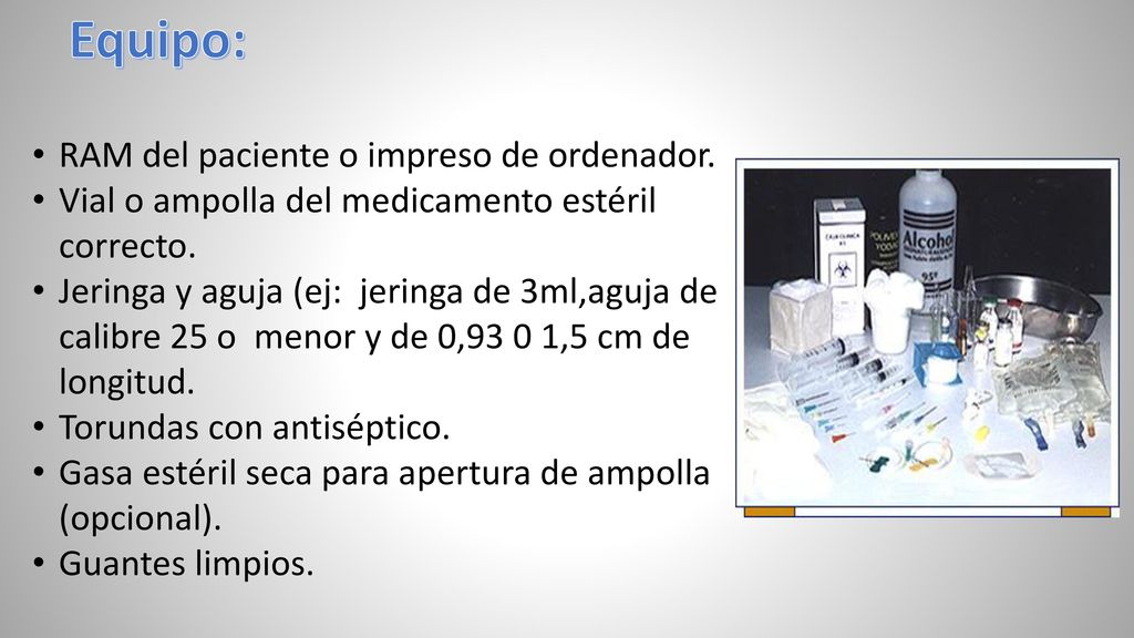 Equipo: RAM del paciente o impreso de ordenador.