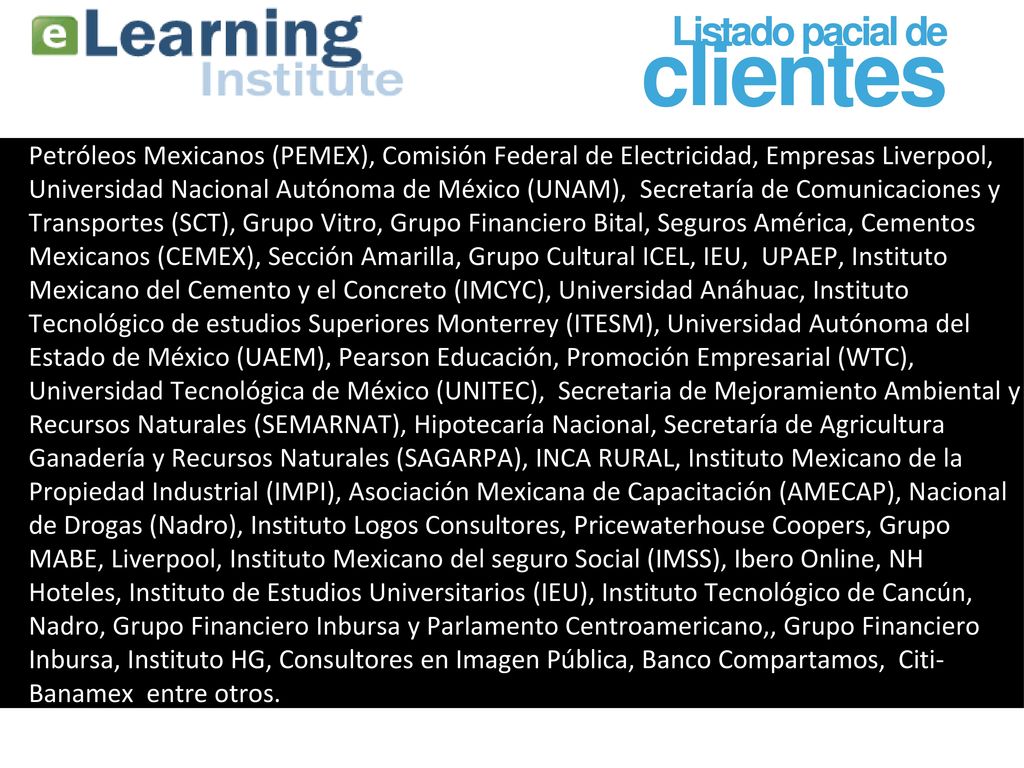 Listado pacial de clientes