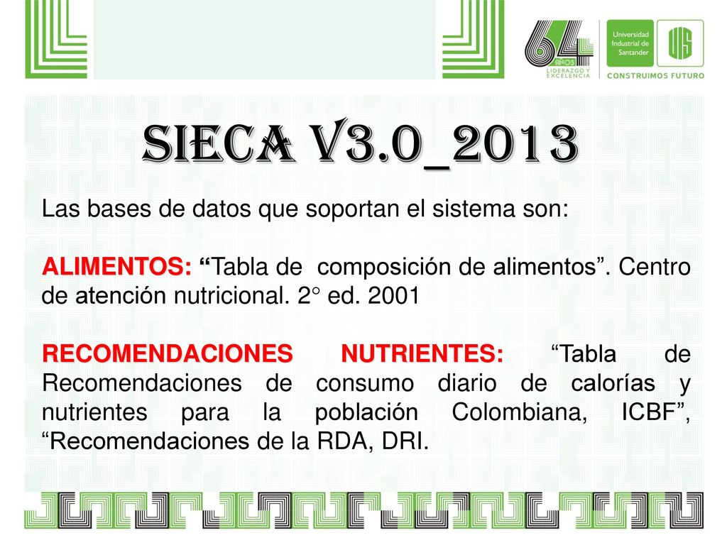 SIECA v3.0_2013 Las bases de datos que soportan el sistema son: