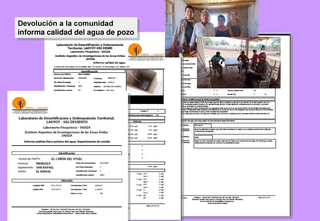 Devolución a la comunidad informa calidad del agua de pozo