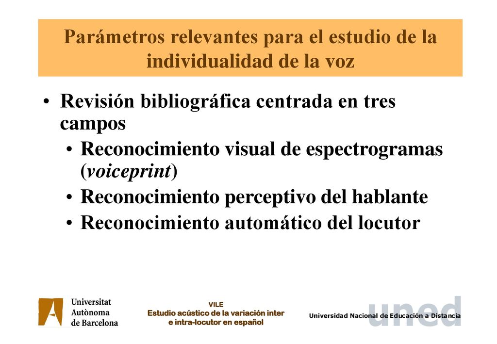 Parámetros relevantes para el estudio de la individualidad de la voz