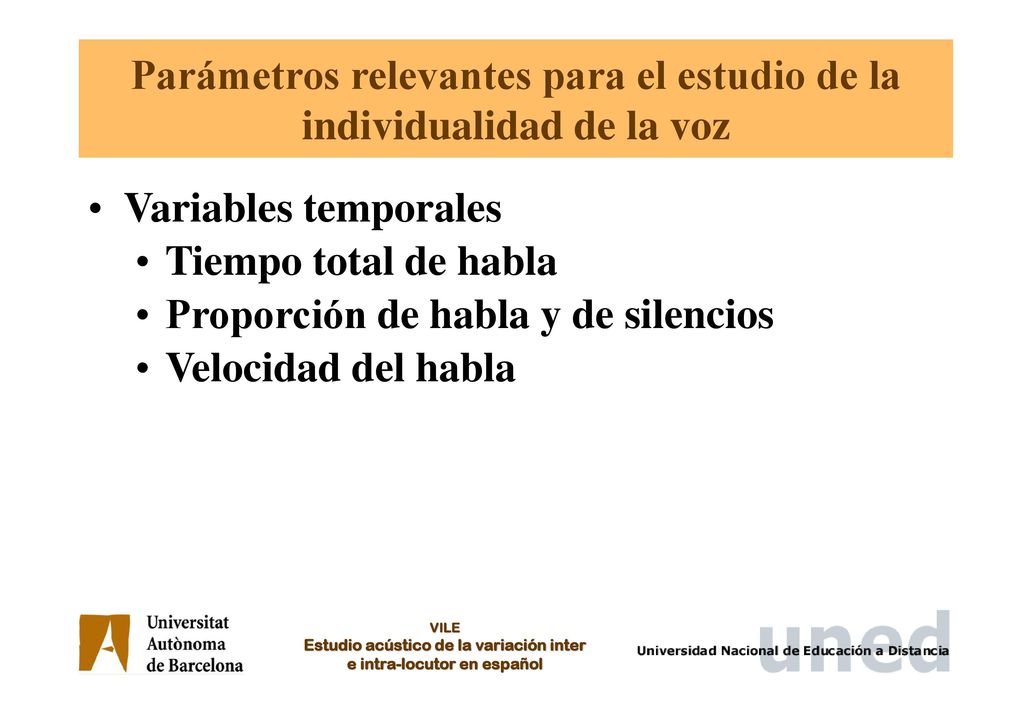 Parámetros relevantes para el estudio de la individualidad de la voz