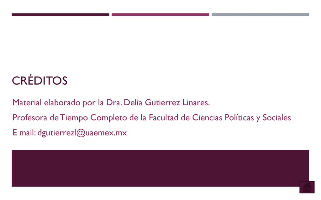 CRÉDITOS Material elaborado por la Dra. Delia Gutierrez Linares.