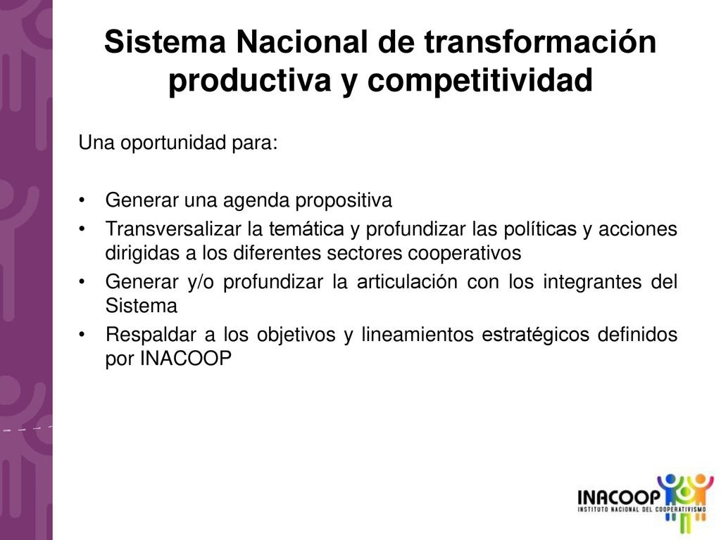 Sistema Nacional de transformación productiva y competitividad