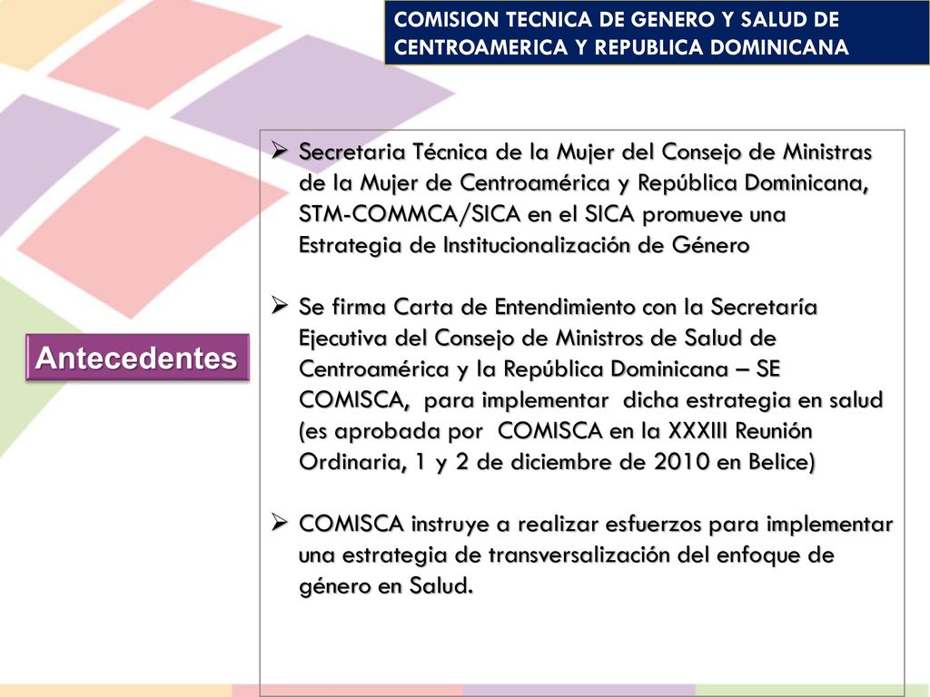 COMISION TECNICA DE GENERO Y SALUD DE CENTROAMERICA Y REPUBLICA DOMINICANA