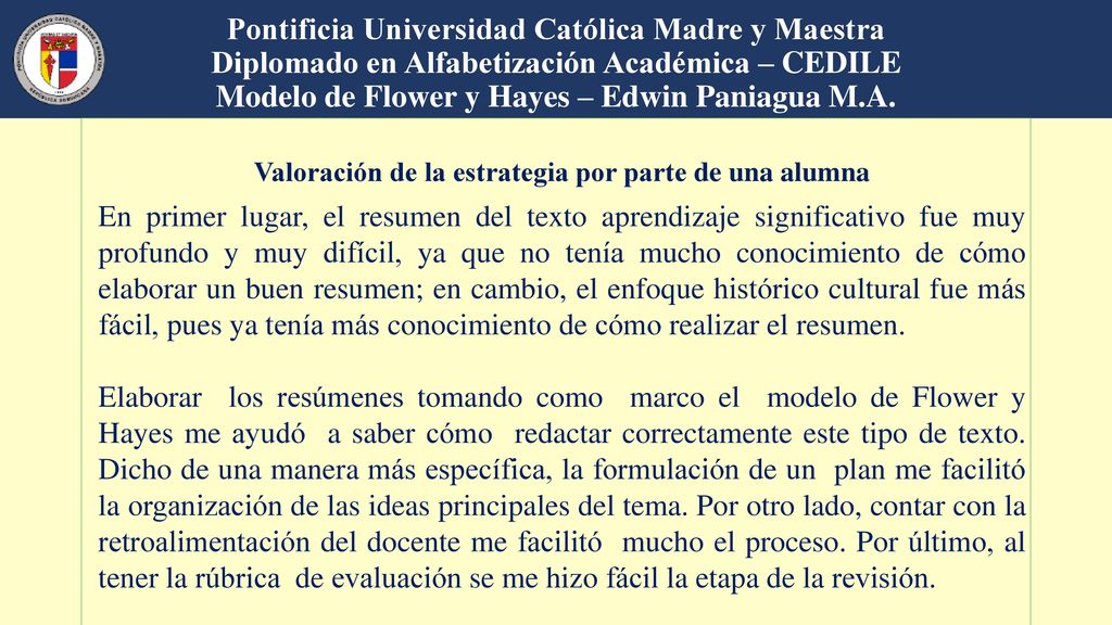 Valoración de la estrategia por parte de una alumna