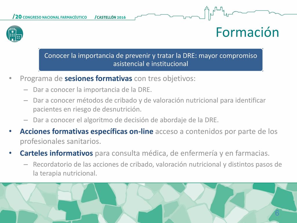 Formación Programa de sesiones formativas con tres objetivos: