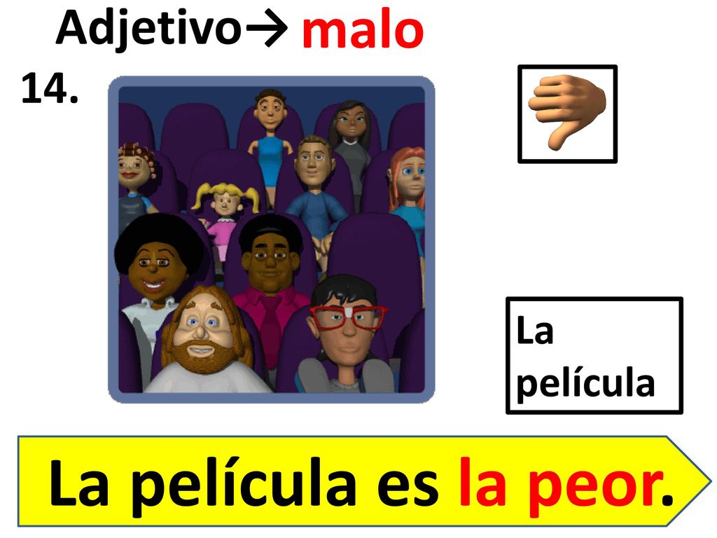 Adjetivo→ malo 14. La película La película es la peor.