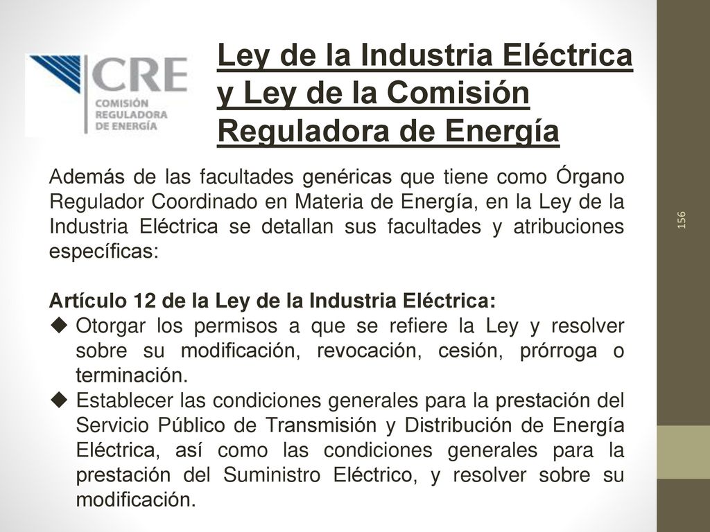 Ley de la Industria Eléctrica y Ley de la Comisión Reguladora de Energía