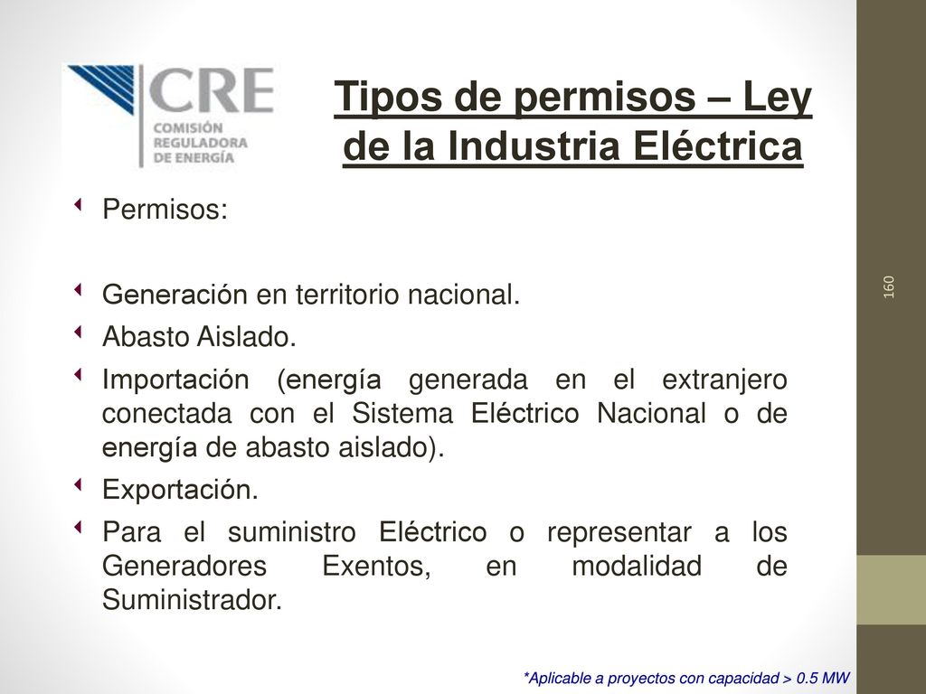 Tipos de permisos – Ley de la Industria Eléctrica