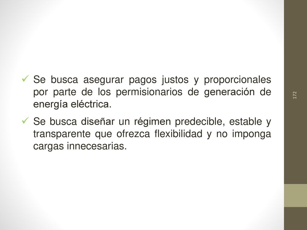 Se busca asegurar pagos justos y proporcionales por parte de los permisionarios de generación de energía eléctrica.