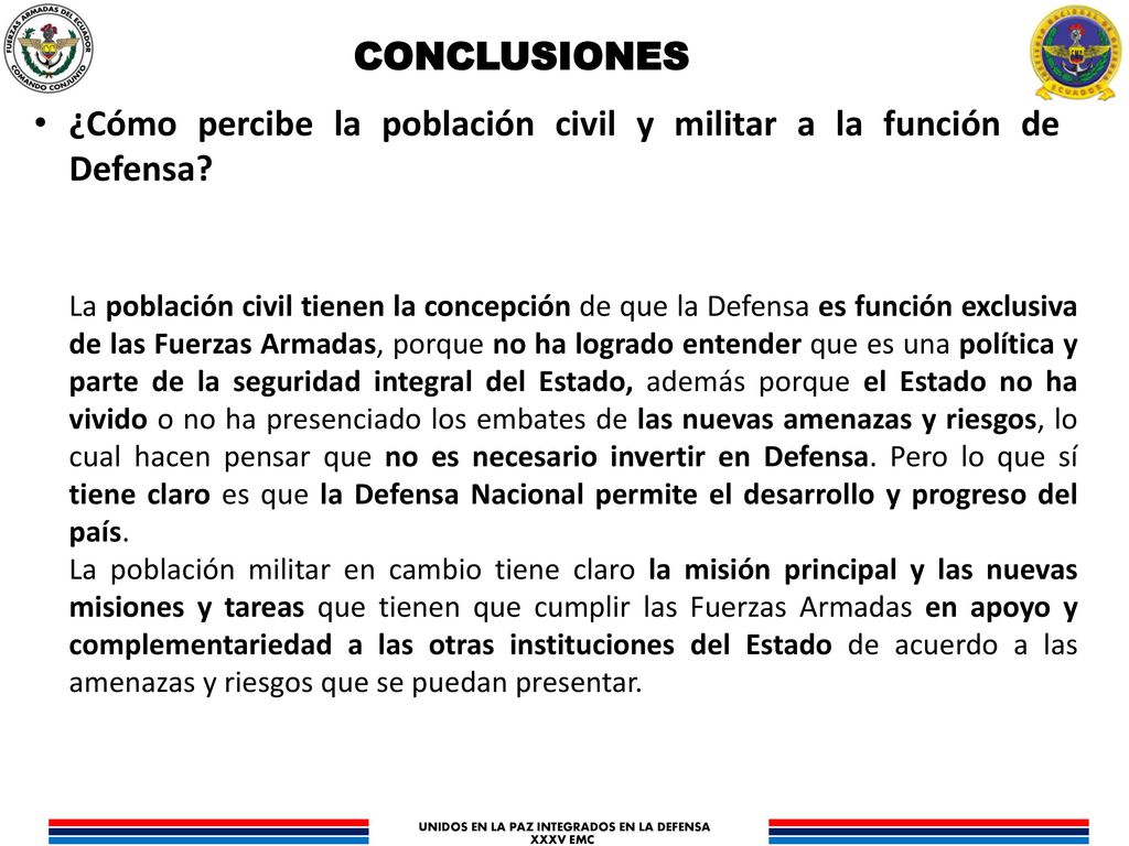 ¿Cómo percibe la población civil y militar a la función de Defensa