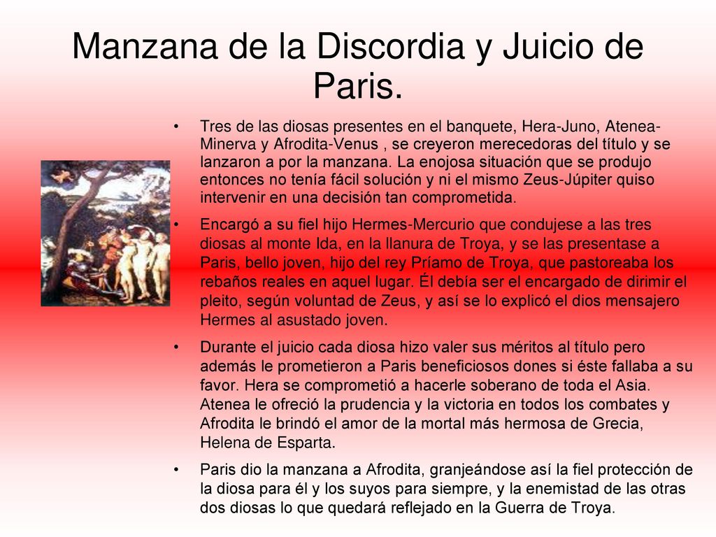 Manzana de la Discordia y Juicio de Paris.