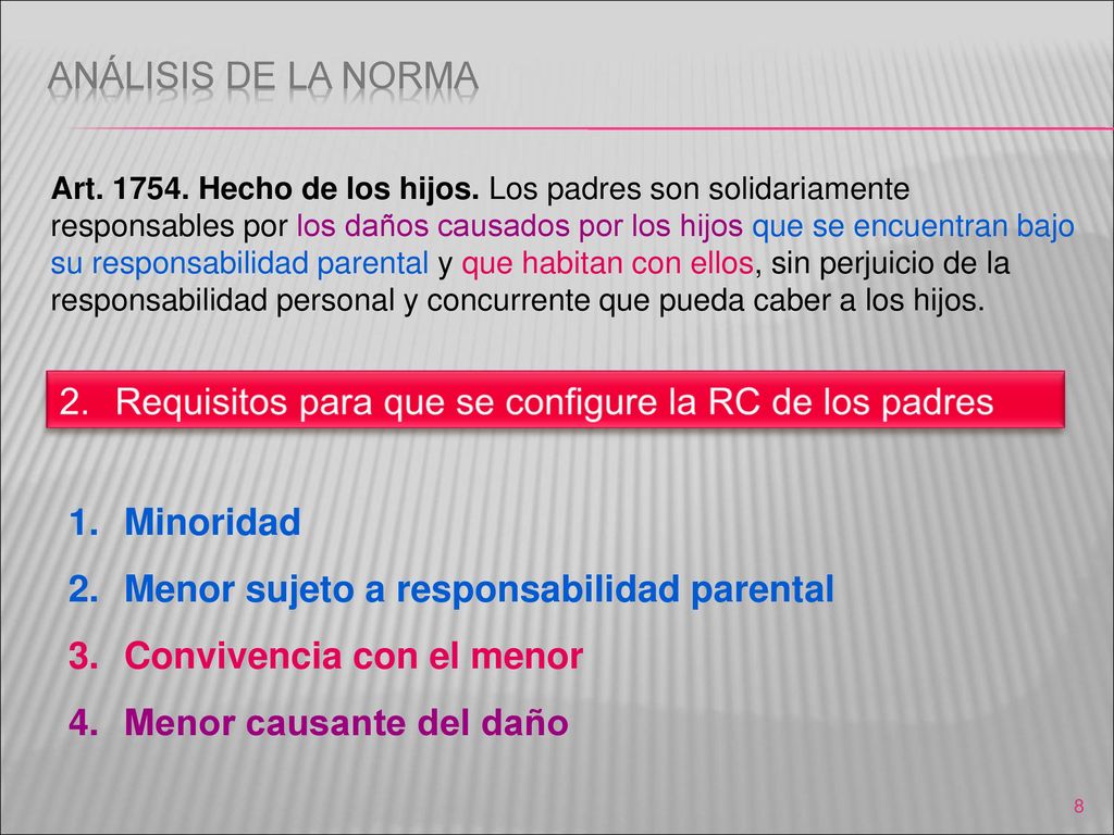 Requisitos para que se configure la RC de los padres